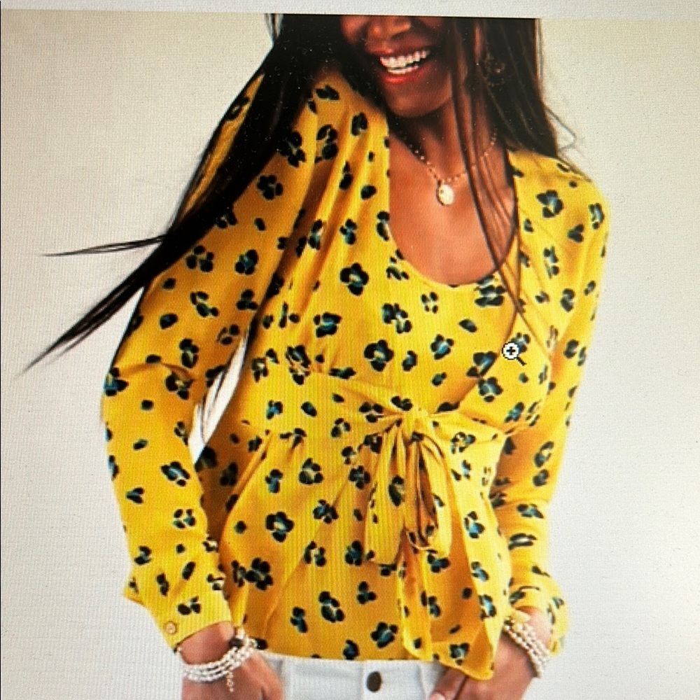 CAbi Yellow Leopard Print Top with Matching Tank.